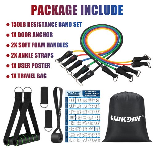 WIKDAY Resistance Bands for Working Out Exercise Bands Workout Bands Set for Men Women Body Stretching, Crossfit Training, Home Workout, Physical Therapy, Booty Legs