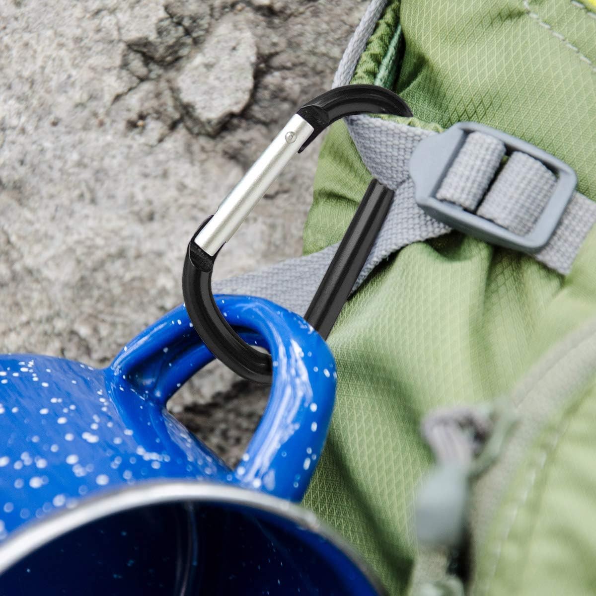 Lucky Line Aluminum Large 3-1/8" Carabiner Clip, 5 Pack, Snap-Link C-Shape Heavy Duty Key Chain, Nickel-Plated Key Ring, Light Weight and Durable