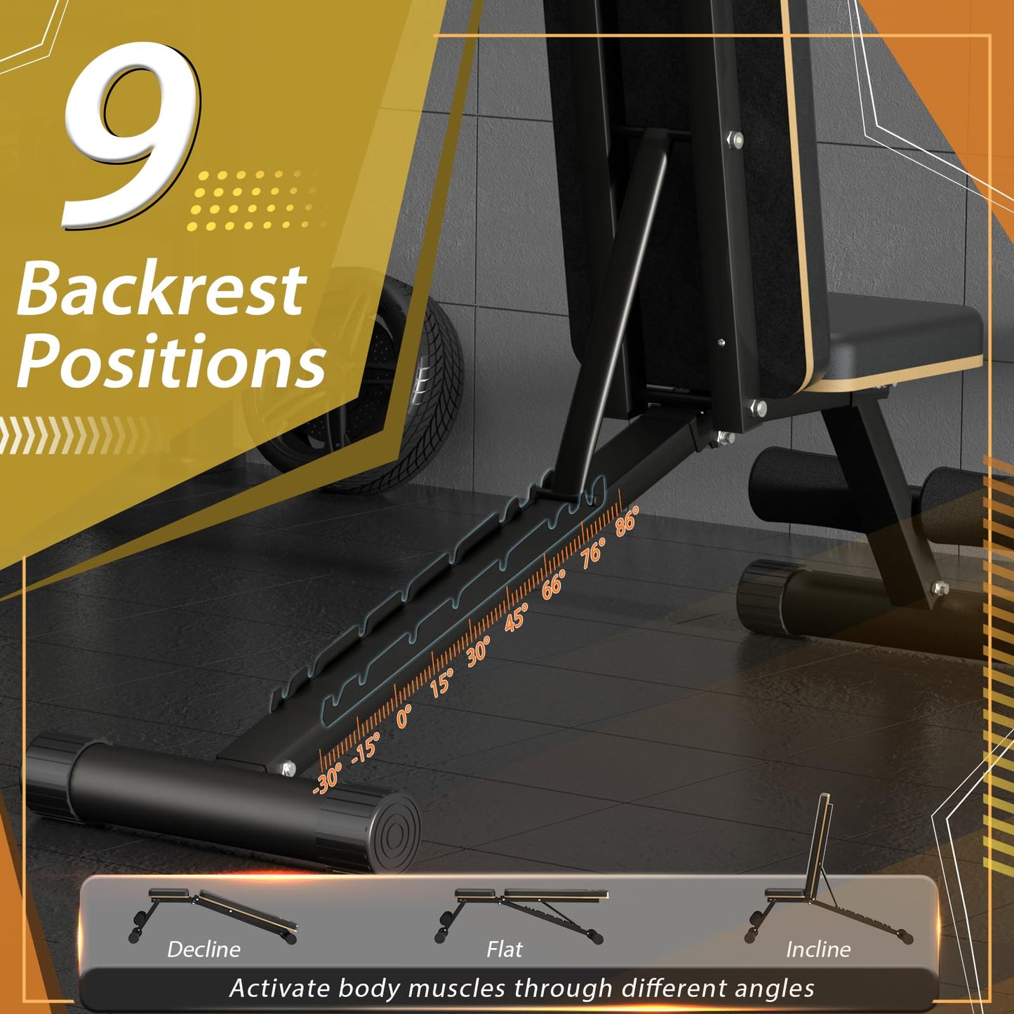 FitGoods Adjustable Weight Bench - Heavy-Duty Foldable Workout Bench for Home Gym, 660 LBS Capacity, Incline & Decline, Multi-Position Strength Training Bench, Compact Storage