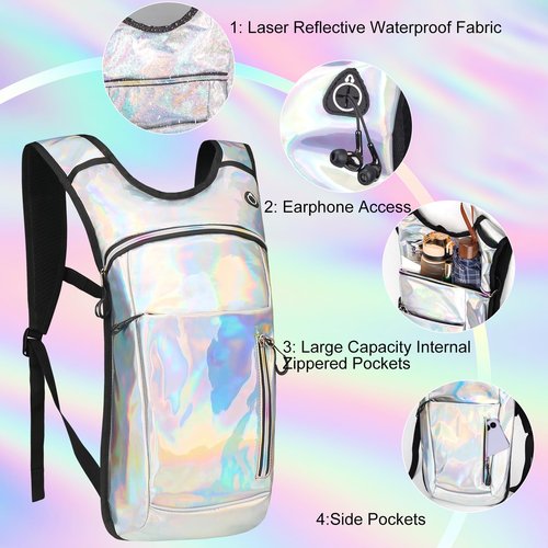 CTSAYCTL Hydration Backpack,Water Backpack with 2L Water Bladder,Festival Essential-Rave Hydration Pack,Lightweight Insulation Hydropack for Outdoor,Hiking,Running,Biking,Music Festival for Men Women