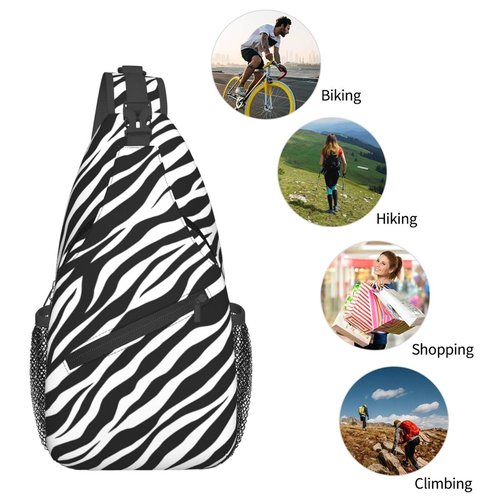 SURERUIM Zebra Print Sling Bag - Black and White Zebra Fur Pattern Crossbody Chest Shoulder Bag - Cute Animal Skin Backpack for Women and Men - Casual Gym Travel Hiking Daypack