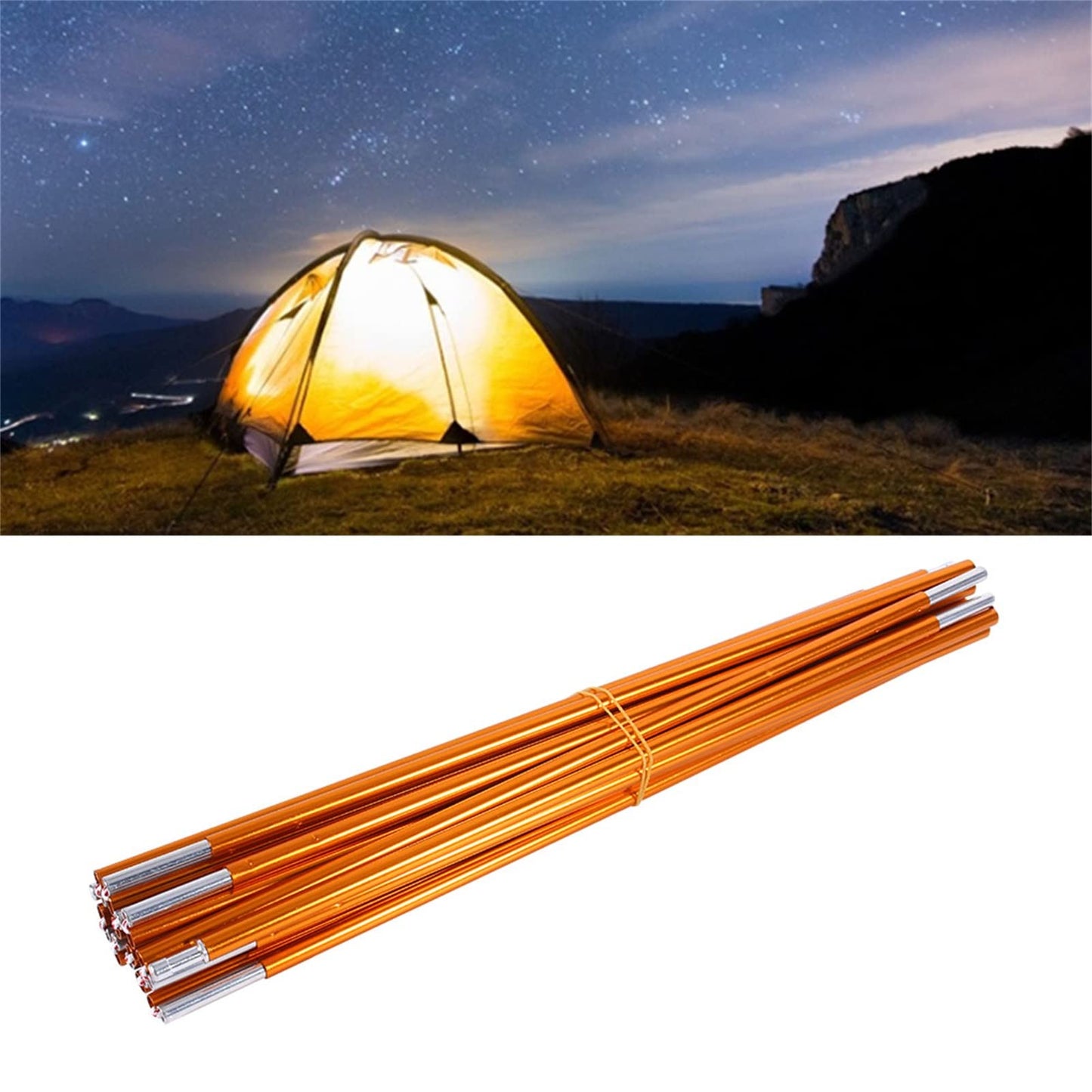 2pcs Tent Poles Replacement 13.28ft, Aluminum Tent Pole Repair Kit, 11 Segments Flexible Tent Poles for Camping Hiking Backpacking Tent, Rod Diameter 0.33 inch / 8.5mm