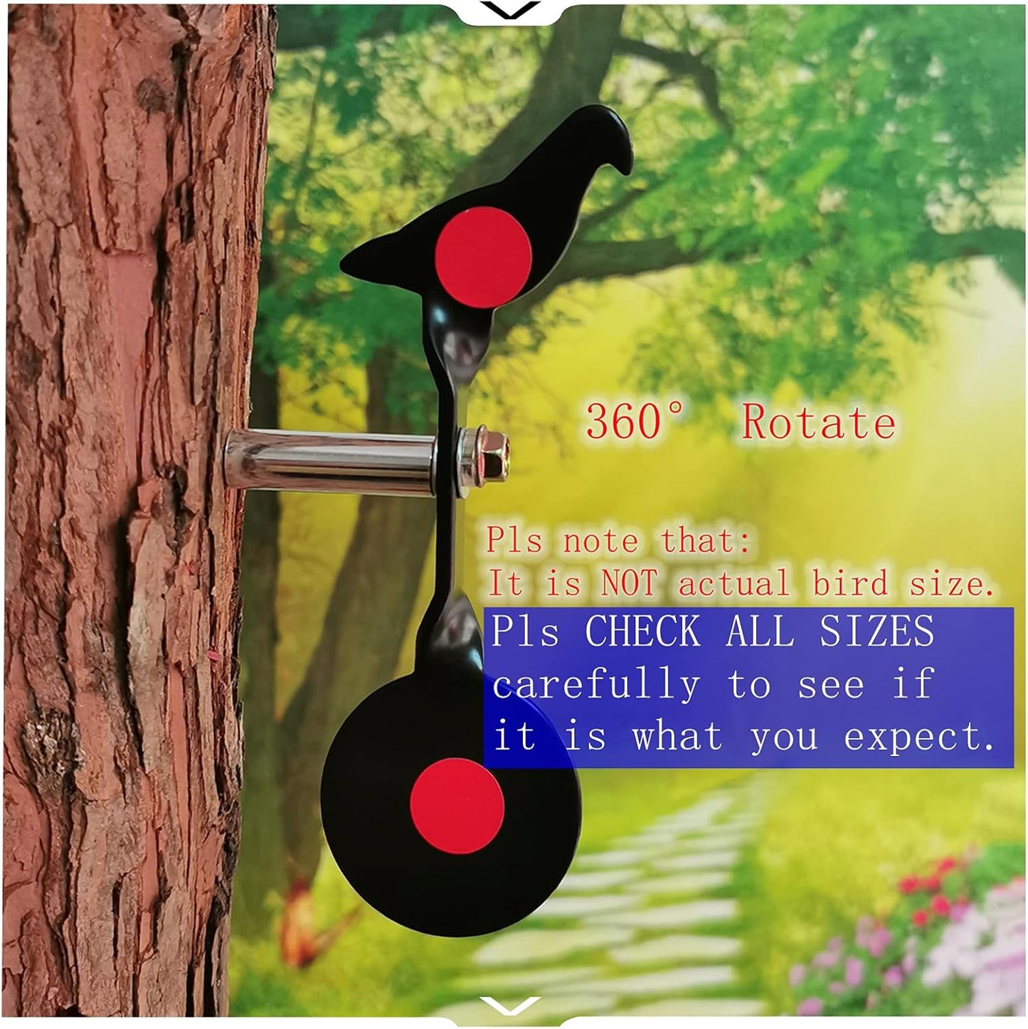 Small/Big Spinner Air Gun Target - Screwed-Type Steel Plinking for Bird Bear BB Gun and Slingshot