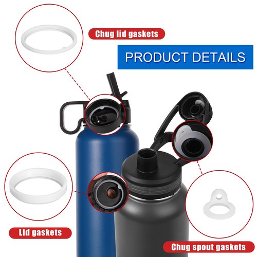 PEUTIER 20pcs Water Bottle Lid Replacement for Thermoflask 24/32/40/64oz, Water Bottle Gasket Replacement Silicone Sealing Ring Water Cup Seal Ring for Water Bottle Straw Lid& Spout