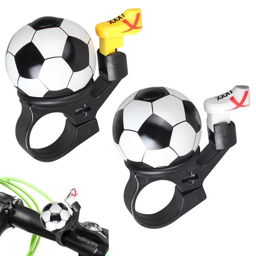 Bike Bell, 2pcs Clear Sound Bicycle Horns Fun Bicycle Bell Mountain Bike Bells Football Design Bell for Boys Girls Bicycle Handlebars(Color:Yellow + White)