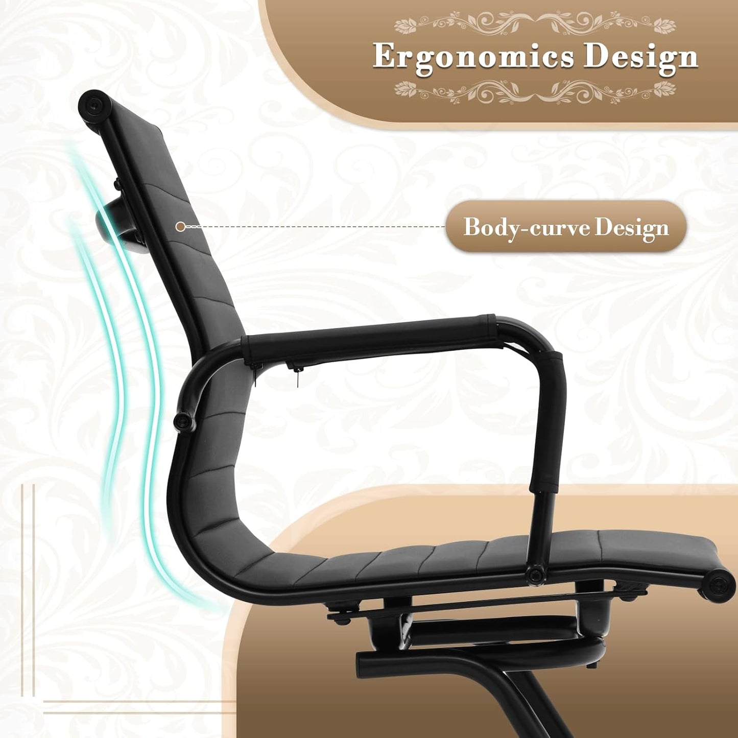 Athena Collection Desk Chairs No Wheels Set of 2, Office Guest Chairs with Sled Base Mesh Back Armrest, Side Reception Armchairs for Reception Conference Waiting Room, Black