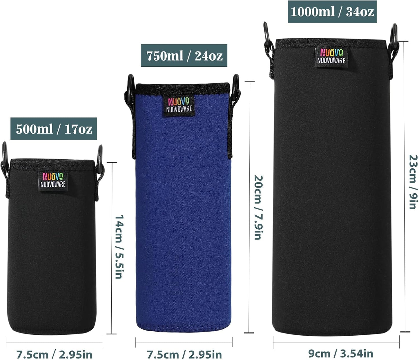 Nuovoware Water Bottle Carrier Bag, Premium Neoprene Portable Insulated Water bottle Sling Holder Bag 1000ML with Adjustable Shoulder Strap for Men Women Hiking, Sling Bottle Bag Case