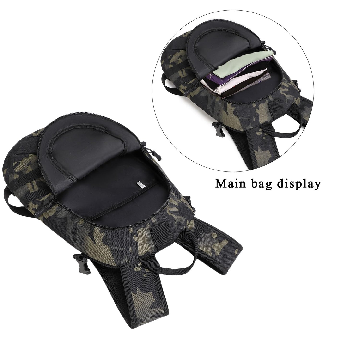 ArcEnCiel 15L Motorcycle Backpack Tactical Bag Rucksacks for Outdoor Camping Trekking with Patch(Black Camo)