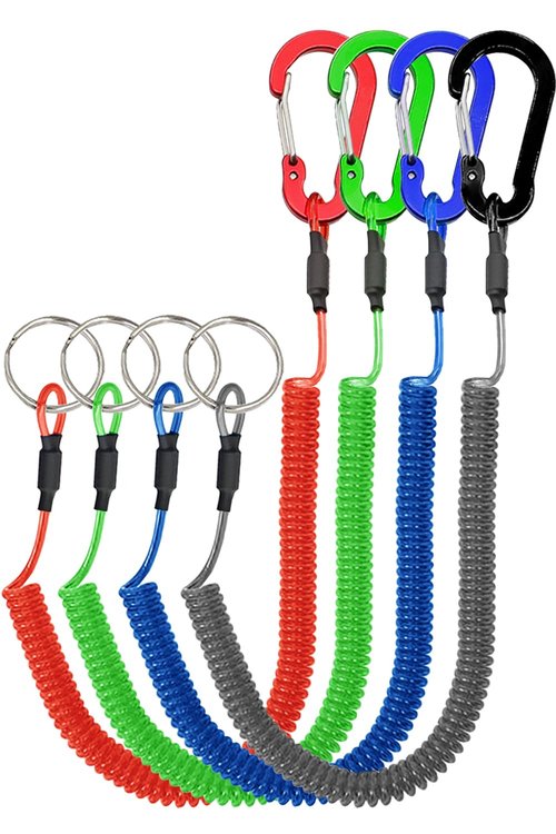 Ring Type Coiled Lanyards Assorted 4pcs and Quick Release Coiled Lanyards Black 3pcs