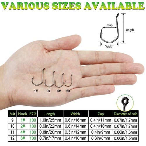LUCKYFISHING Octopus Hooks Fishing Hooks for Saltwater Freshwater Offset Catfish Hooks for Bass Trout Redfish Fishing Hook Size 8/0 with 50PCS