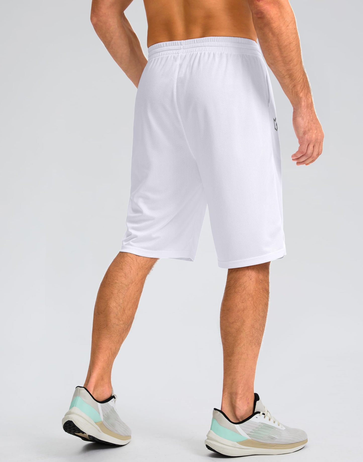 G Gradual Men's Athletic Shorts with Pockets 9" / 11" Long Basketball Shorts Lightweight Quick Dry Gym Workout Shorts for Men(White,4XL)