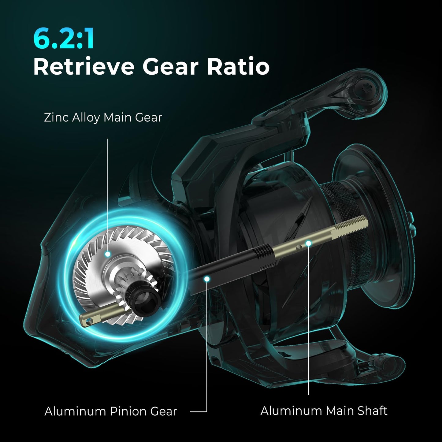 KastKing Verus Spinning Fishing Reel, Size 3000, Black, 6.2:1