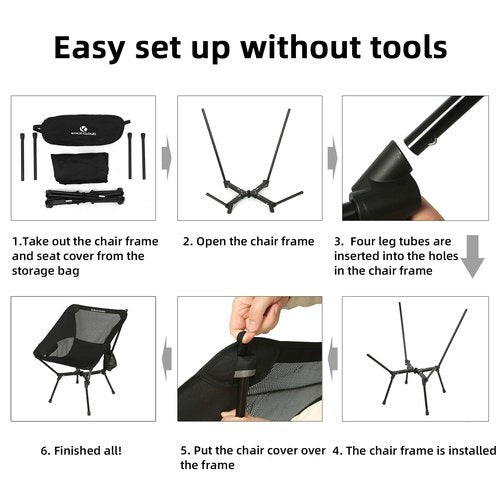 ROCK CLOUD Portable Camping Chair Lightweight Folding Chairs Outdoor for Camp Hiking Backpacking Lawn Beach Sports