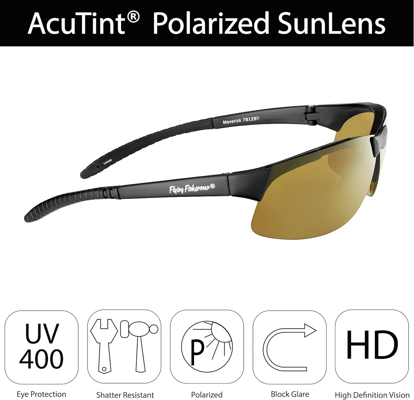 Flying Fisherman Maverick Polarized Sunglasses with AcuTint UV Blocker for Fishing and Outdoor Sports