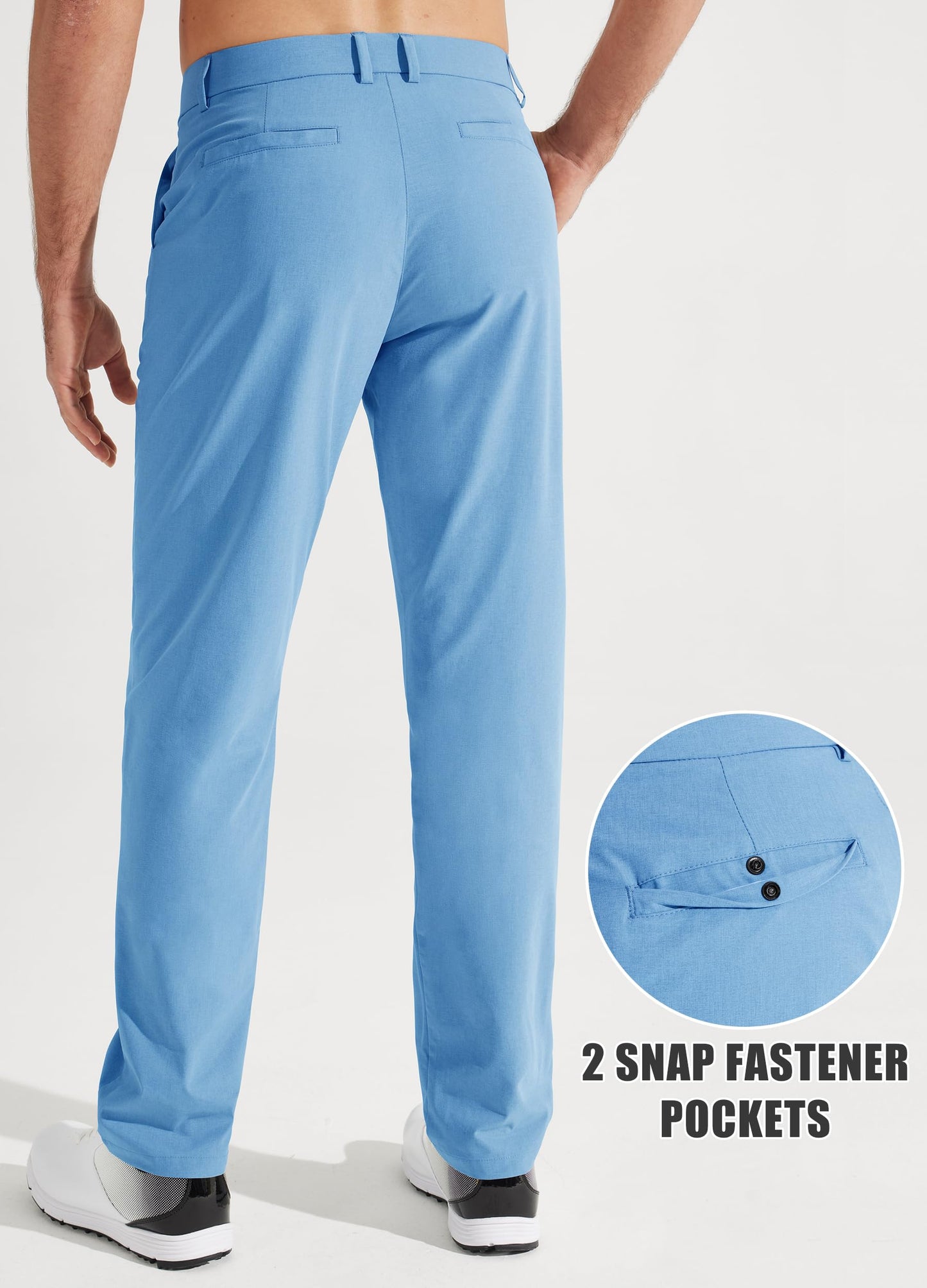 Libin Mens Golf Pants Classic Fit Stretch Work Dress Pants 32" Quick Dry Lightweight Business Casual Trousers Comfort Water Resistant, Brilliant Blue, 30W x 32L