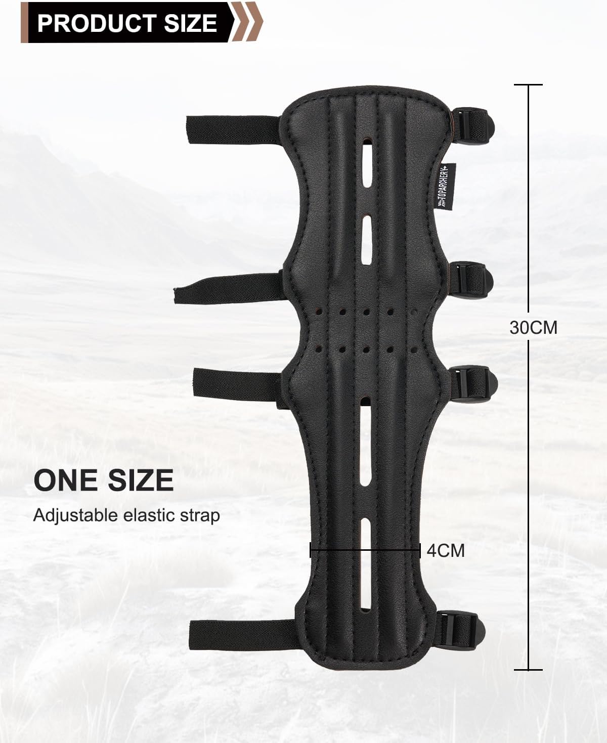 TOPARCHERY 12" Cow Leather Arm Guard Protector with 4 Adjustable Straps