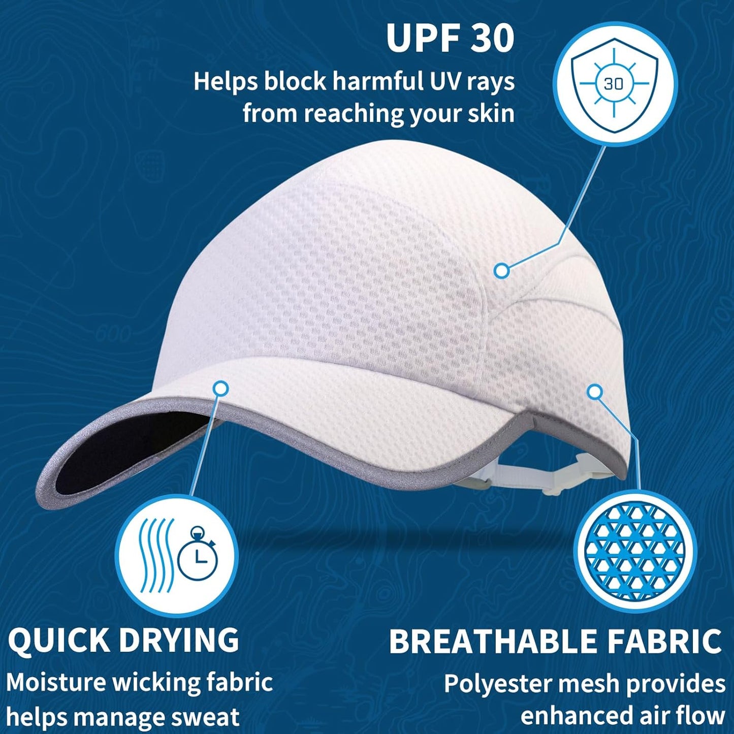 TrailHeads Reflective Running Cap | A Quick Dry Hat for Men | The Flashback 360 Sports Cap - 3 Colors
