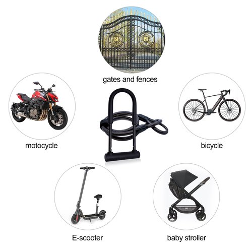 Bike U Lock,Heavy Duty Anti Theft Bicycle U Lock with Cable,16mm Shackle and 4ft Cable with Mounting Bracket and 3 Keys,High Security for Electric Bike,Scooters