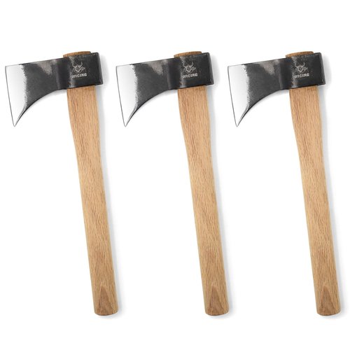 WICING 15.7" Throwing Axe, 1065 Manganese Steel Throwing Hatchet Beech Wood Handle for Axe Throwing Competitions - 3 Pack