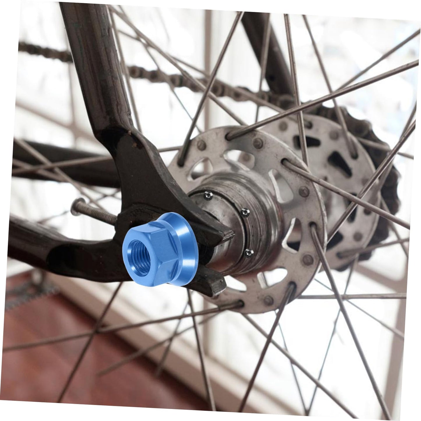 Blue Bike Wheel Nuts - 2pcs M10 Hub Axle Nut Set