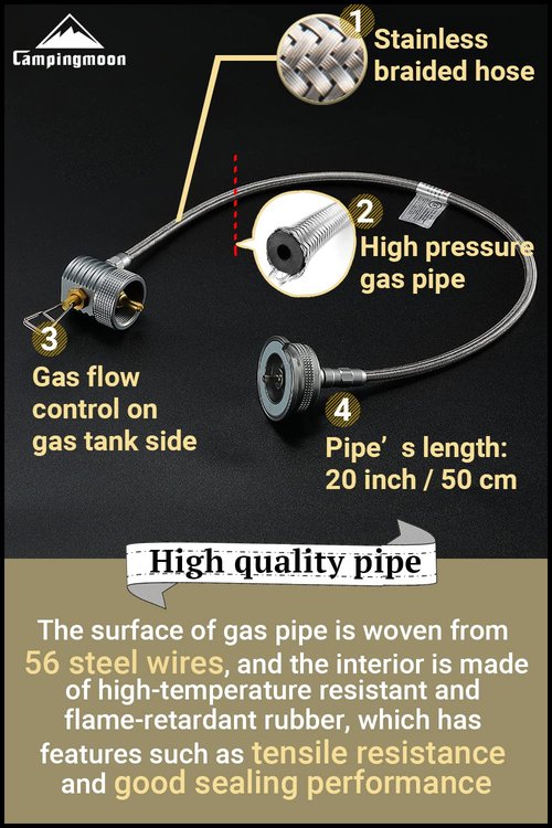 CAMPINGMOON Propane to Butane Adapter Built-in Regulator with Extend Hose 16oz/1Lb Small Propane Tank to Camping Butane Stove Z59-CB