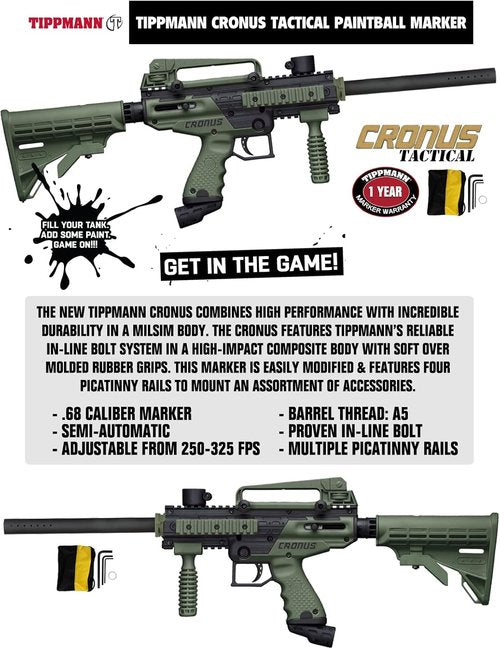 Maddog Tippmann Cronus Tactical Specialist Paintball Gun Marker Starter Package