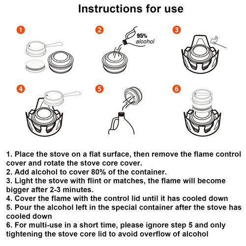 KOMCLUB Mini Alcohol Stove for Backpacking Portable Alcohol Stove Spirit Burner Ultralight Camping Mini Camp Stove Cookware Set Outdoor Camping Hiking Backpacking Picnic