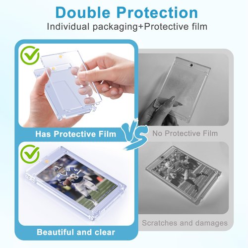 SAMYUCHO 100ct Magnetic Card Holder, 35pt Magnetic Card Holders for Trading Cards Display Case Protectors Sleeves Hard Plastic Cover for Sports Game Cards