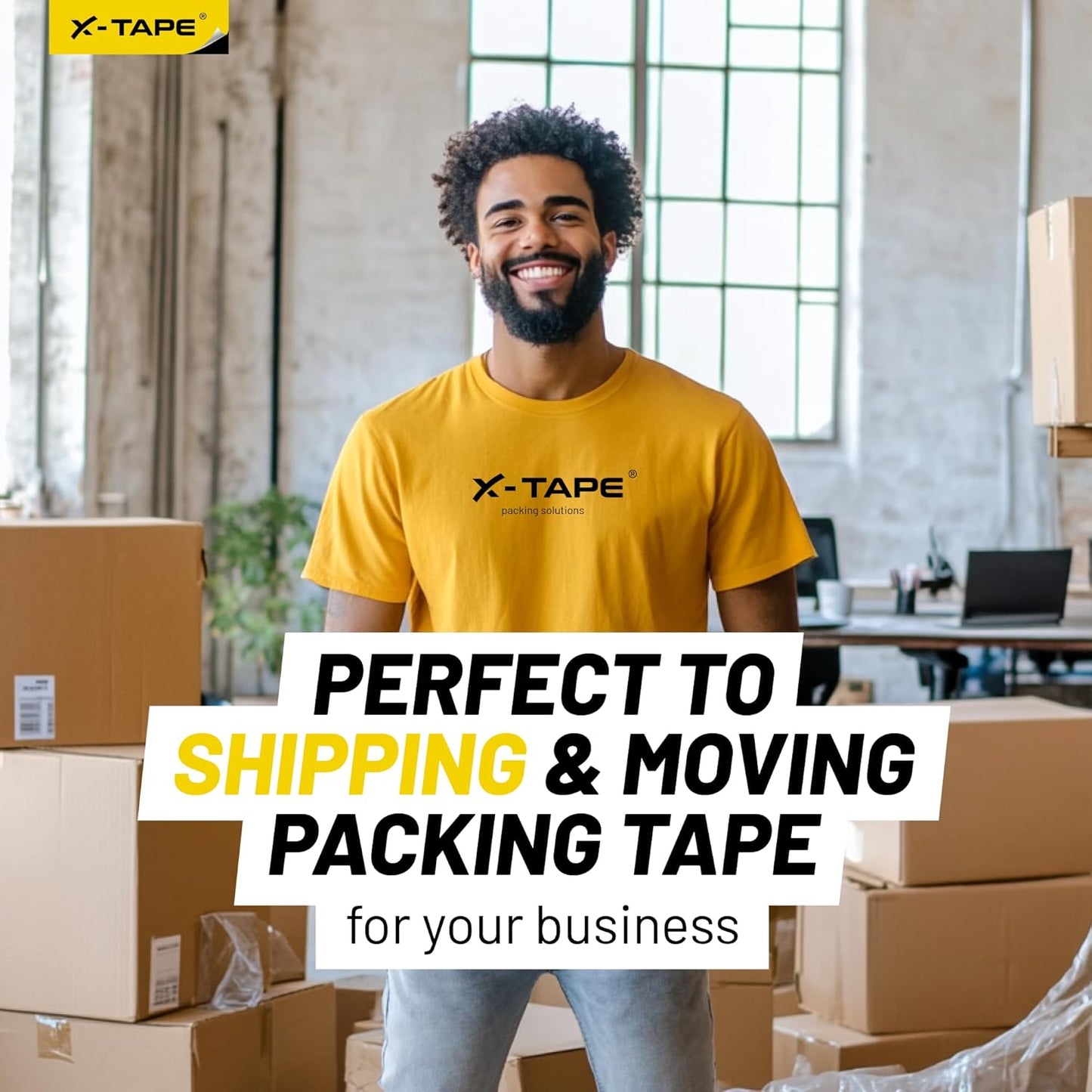 X-Tape Clear Packing Tape (4 Rolls / 260 Total Yards), Heavy Duty Packaging Tape for Shipping, Moving, Sealing and Refills, 65 Yards Per Roll, 2.7mil Thick, 1.88 inches Wide