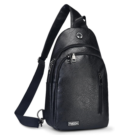 Fmeida Sling Bag for Women, Anti-Theft Crossbody Bag for Women, Sling Backpack Casual Daypack with Convertible Strap - Black