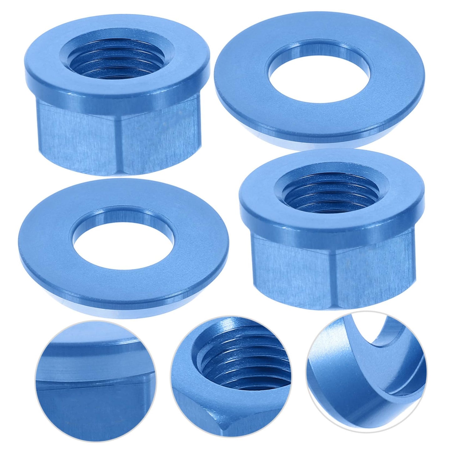 Blue Bike Wheel Nuts - 2pcs M10 Hub Axle Nut Set