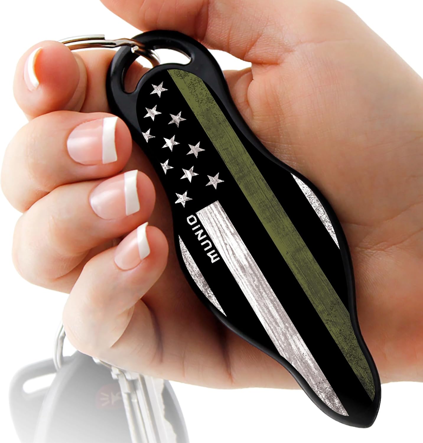 MUNIO Self Defense Keychain – Lightweight, Stylish & Portable Safety Tool for Women & Men – Non-Lethal Kubotan, Easy to Use, TSA Approved – Made in USA