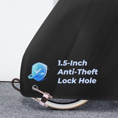 Bike Cover Outdoor Waterproof Bicycle Covers Rain Sun UV Dust Wind Proof with Lock Hole for Mountain Road Electric Bike Electric Scooter Black
