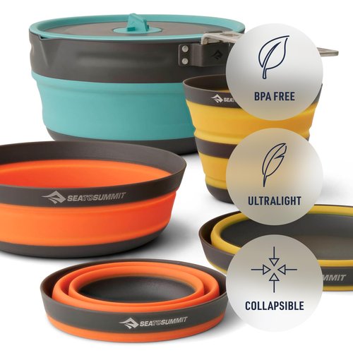 Sea to Summit Frontier Ultralight Collapsible One Pot Cook Set, 2-Person (1 Pot, 2 Bowls, 2 Cups)