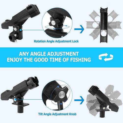 LBW Fishing Rod Holders for Boat Side Deck Mount Rod Holder Adjustable Kayak Fishing Pole Holders for Boat Canoe Rail Mount 2 Pack