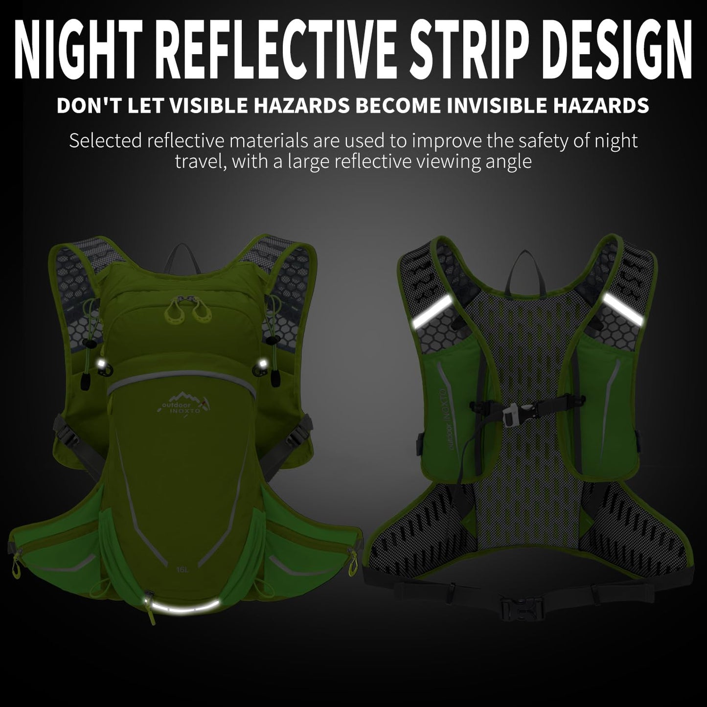 IX INOXTO 16L Hydration Backpack with Free 2-Liter Water Bladder The Lightweight Hydration Pack for Cycling (Green)