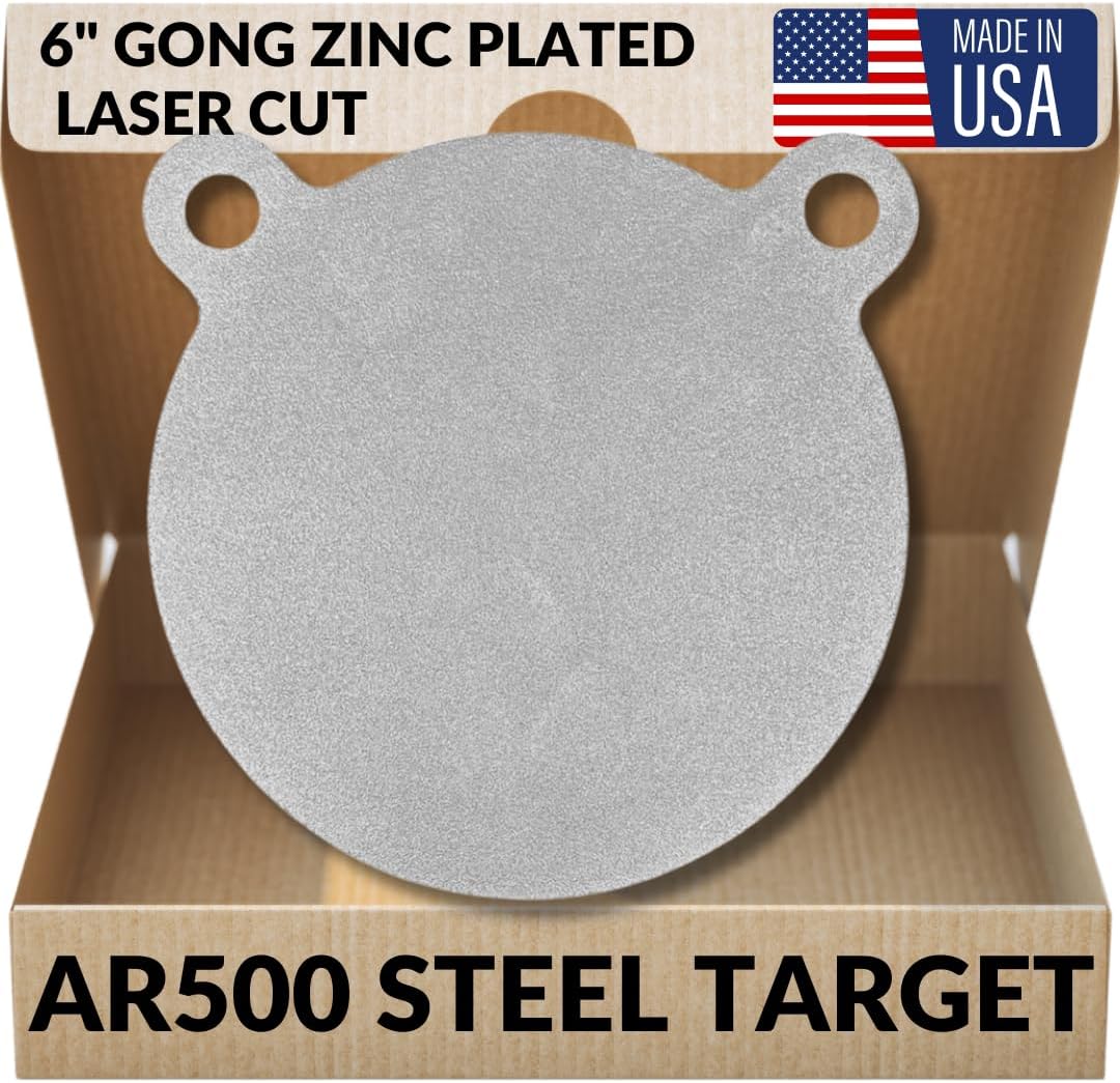 AR500 Steel Targets - 2100 FPE - 3/8 Inch AR500 Steel Gong - Laser Cut, Zinc Plated, Reactive