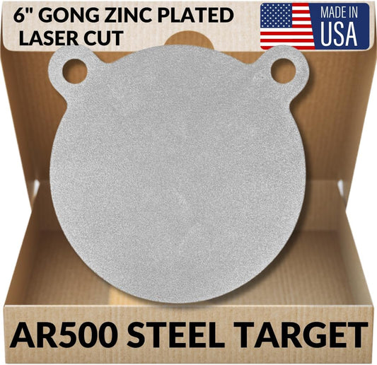 AR500 Steel Targets - 2100 FPE - 3/8 Inch AR500 Steel Gong - Laser Cut, Zinc Plated, Reactive