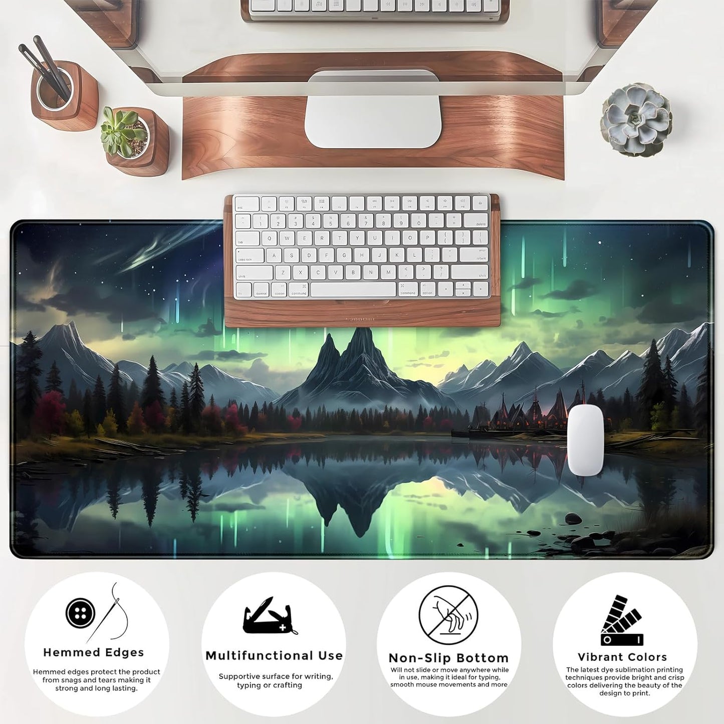 Japanese Desk Mat Riverside Full Moon Desk Pad Black Red Large Mouse Pad Gaming Mousepad Extended XXL Keyboard Pad 31.5 x 15.7 in Laptop Computer Mouse Keyboard Mat for Office Desk Decor