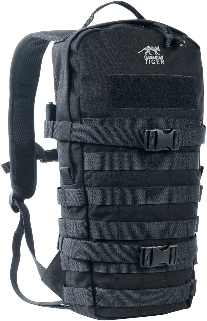 Tasmanian Tiger Essential Pack MKII Tactical Backpack - Molle System Equipped - Adjustable Sizing with 9-Liter Capacity, Black