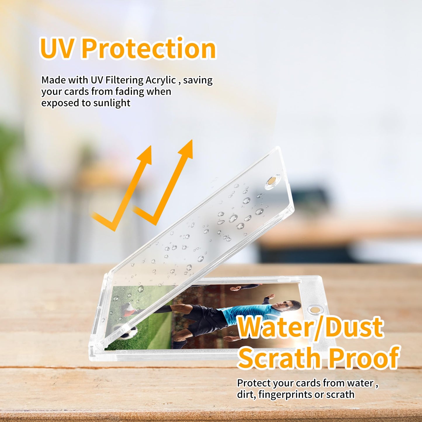 8 Pack - Magnetic Card Holder, 35PT Magnetic Trading Card Holder, Baseball Card Holders, Hard Acrylic Card Cases, Card Protector for Game Baseball Football Soccer Sports Cards, Fit for Standard Card