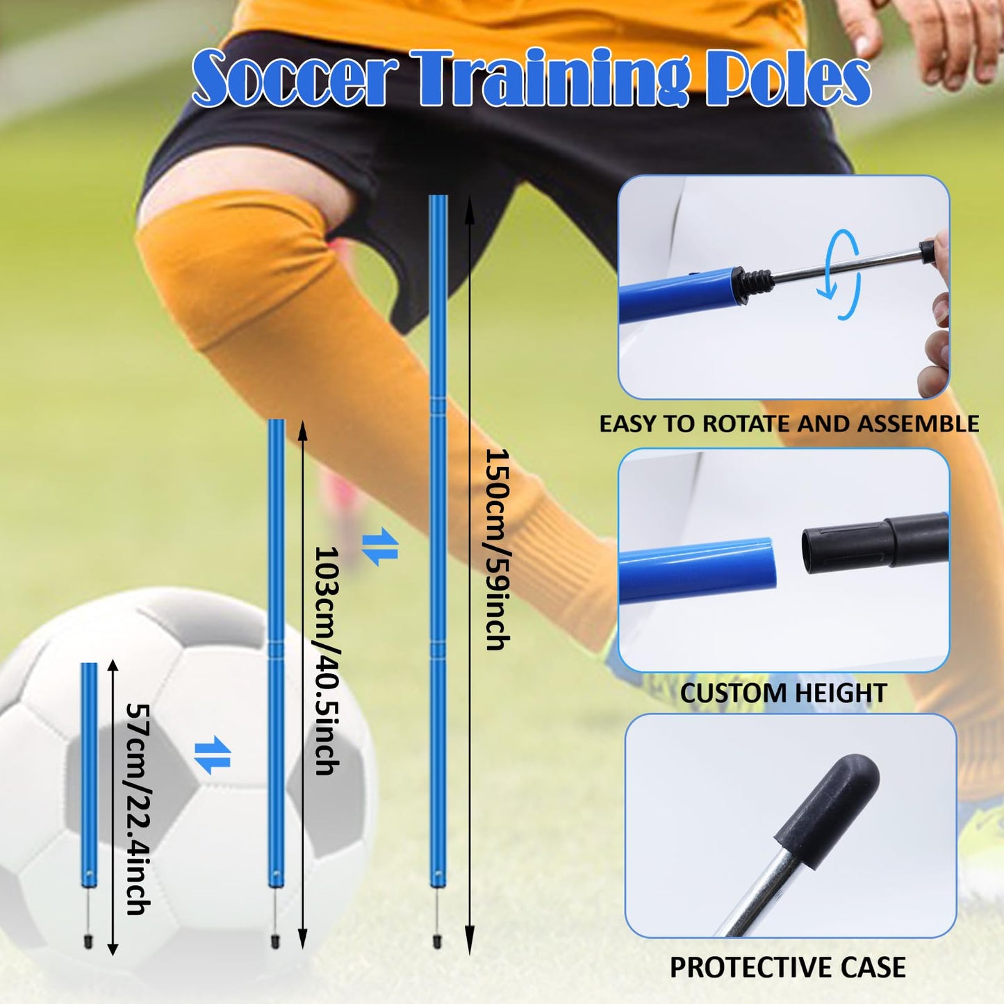 Agility Ladder Speed Training Equipment Set-20ft Agility Ladder, 6 Agility Poles, 12 Soccer Cones, Running Parachute, Jump Rope| Basketball Football Soccer Training Equipment for Kids Youth Adults