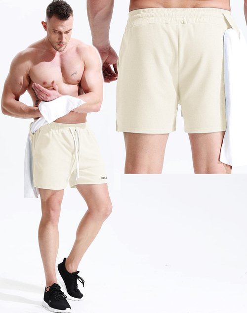 NELEUS Men's 3 Pack Running Shorts with Pockets,3D Honeycomb Thick Fabric,6112, Black/Light Grey/White,L