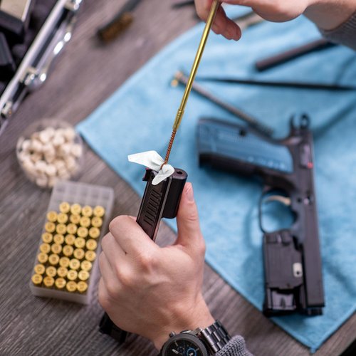 Gun Cleaning Supplies Kit – 2" Lint-Free Cleaning Patches and 6" Pointed Cotton Swabs for All Caliber Pistols, Rifles, and Shotguns | Essential Firearm Maintenance for Gun Owners and Beginners