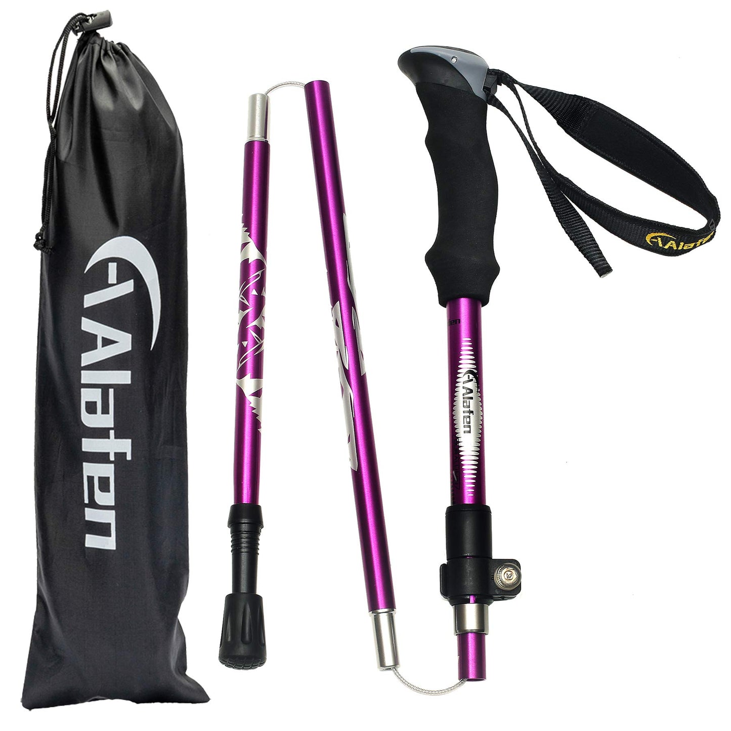 A ALAFEN Aluminum Collapsible Ultralight Travel Trekking Hiking Pole for Men and Women Light Purple 1PC