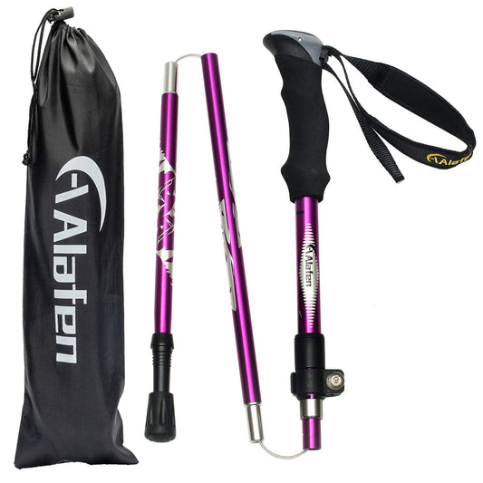 A ALAFEN Aluminum Collapsible Ultralight Travel Trekking Hiking Pole for Men and Women Light Purple 1PC