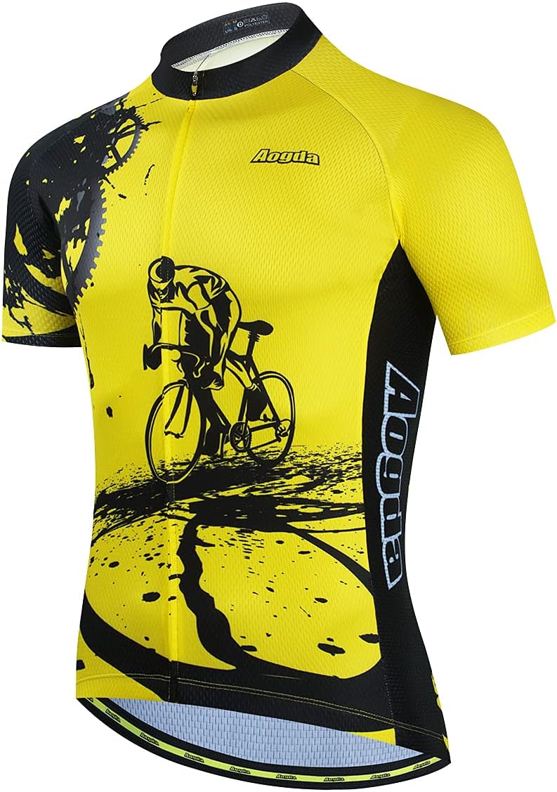 Aogda Cycling Jerseys Men Bike Shirts Team Biking Tops Bicycle Short Sleeves Clothing