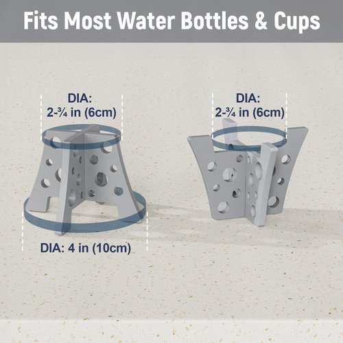NiHome Silicone Water Bottle Drying Racks, Bottle Dryer Racks Fit for Stanley YETI Cups Owala Sport Bottles, Cheese Style for Faster Drying, Baby Bottles Thermoses Mugs, Set of 3 with Drip Tray (Gray)