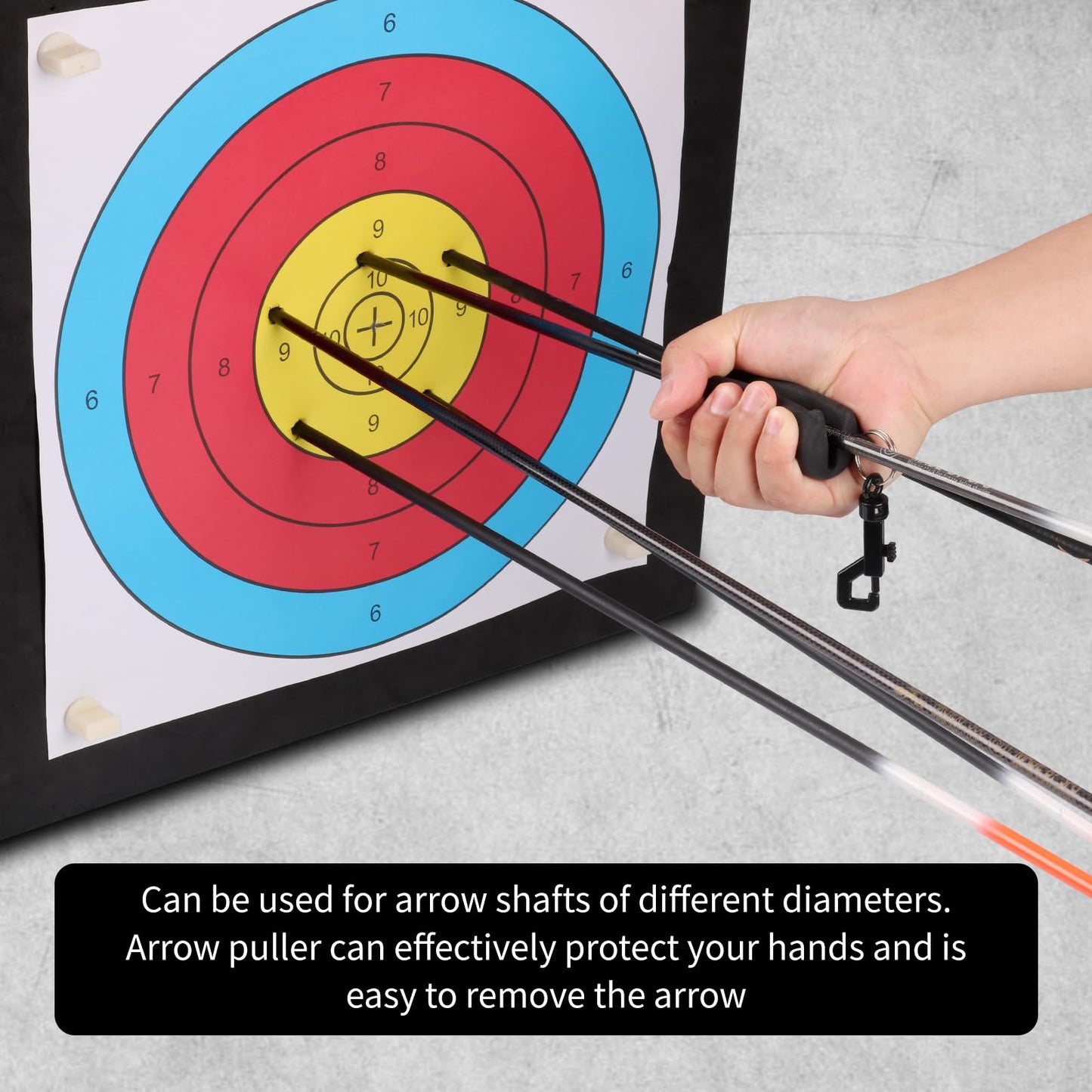 FENJANER Arrow Puller - Archery Target Remover Gripper - Hand Saver with Hanging Buckle for Hunting and Practice Shooting (Black)