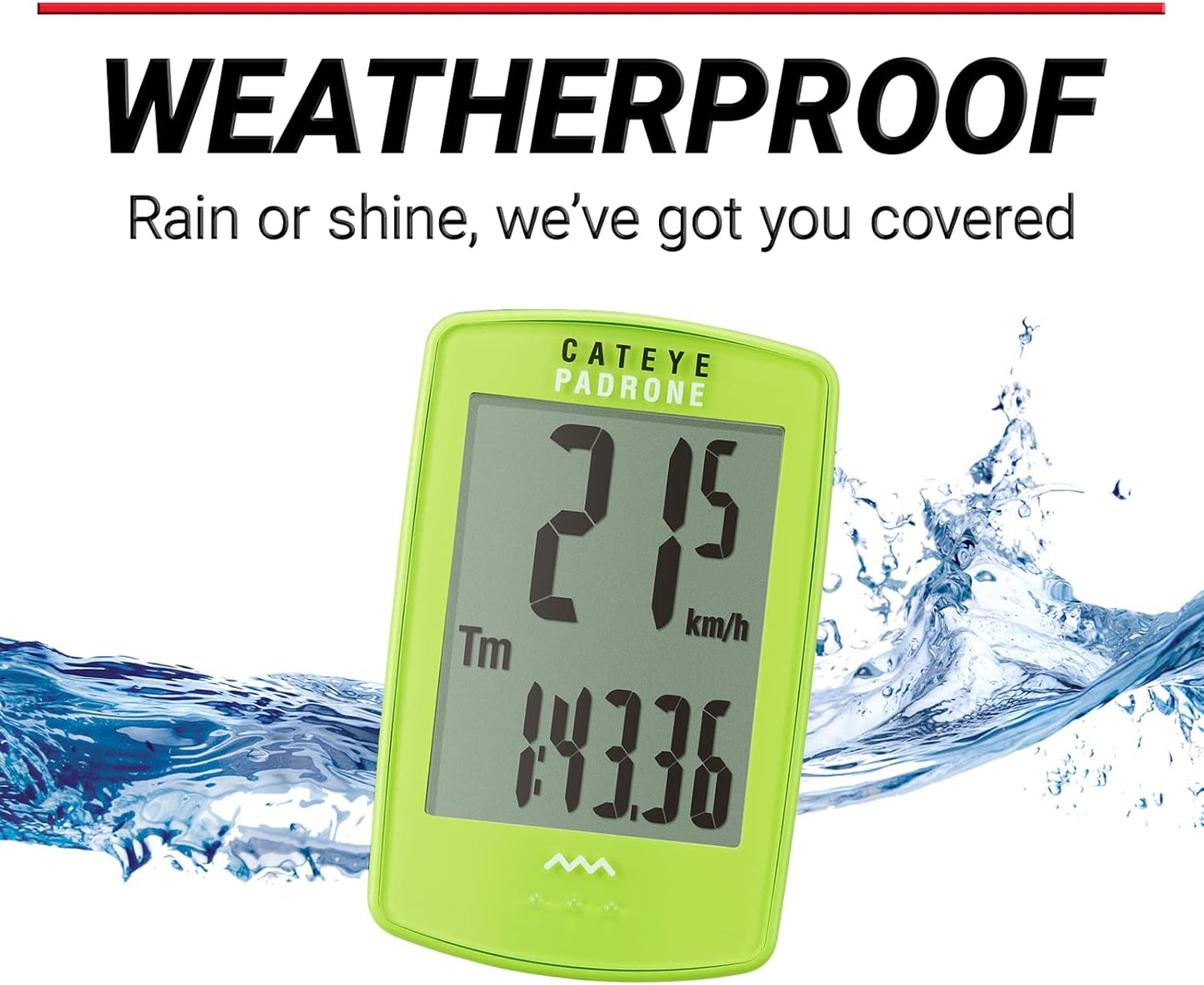 CATEYE Padrone Wireless Bike Computer – Oversized Display Cyclocomputer, Wireless Speedometer & Odometer, FlexTight™ Mount, Auto Start/Stop, Programmable Odometer